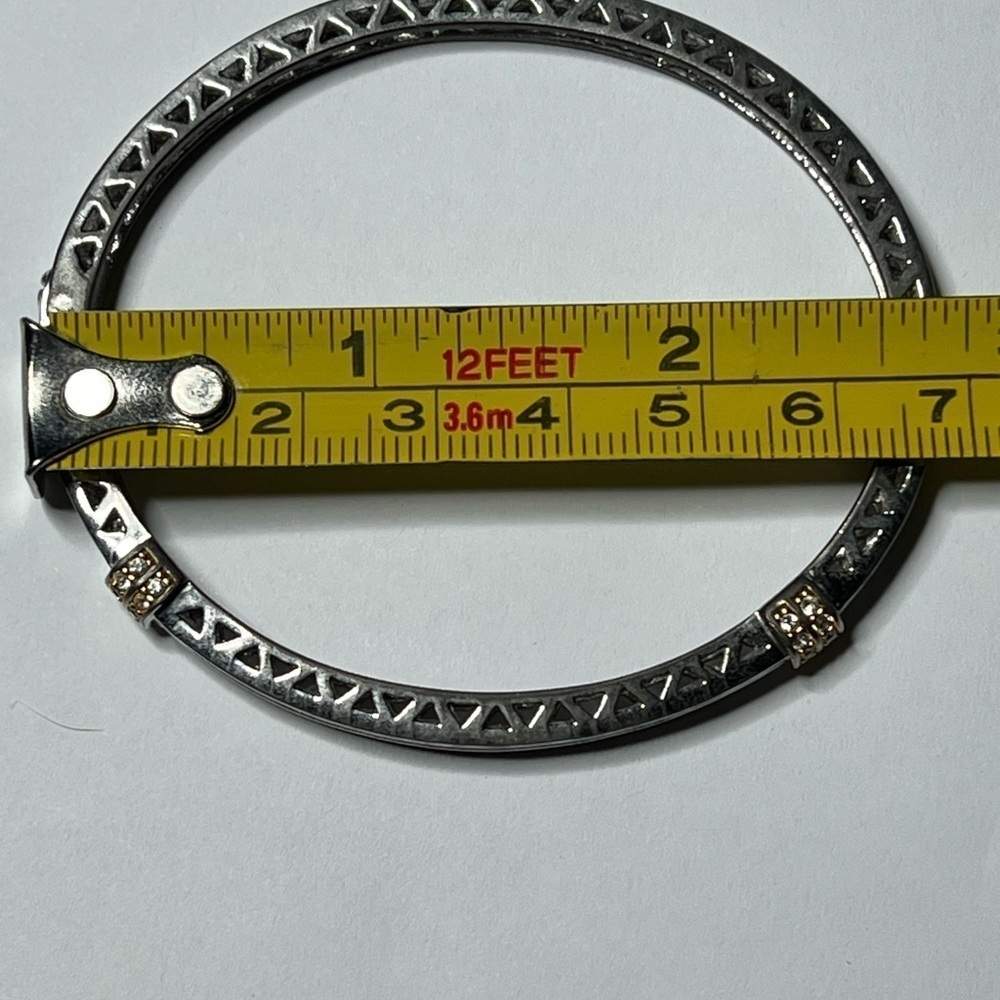 Camrose and Kross JBK Silver Rhinestone Hinged Bangle Bracelet - Picture 8 of 14